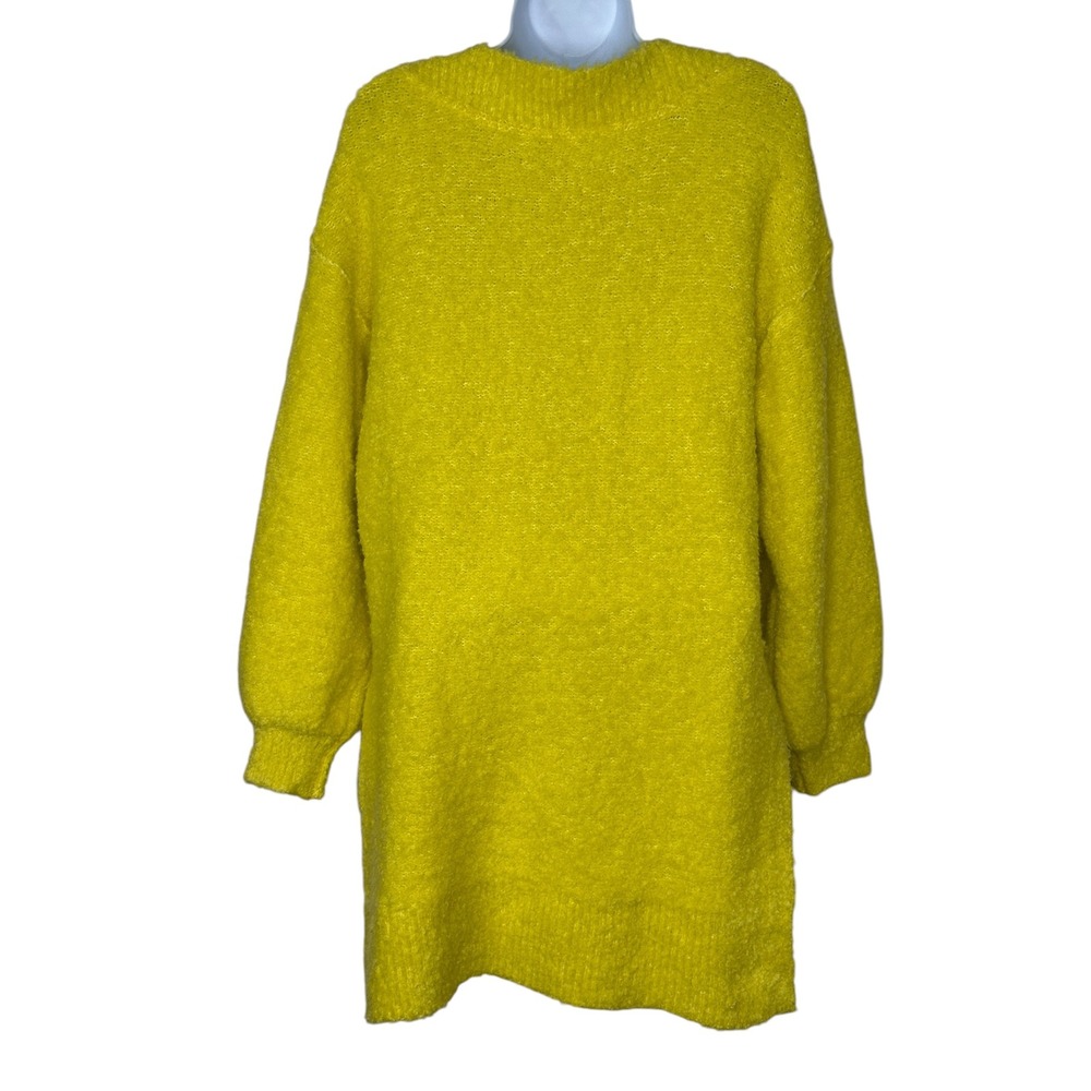 Anthropologie Pilcro V-Neck Teddy Sweater Yellow XS Oversized Tunic Pullover - Picture 4 of 12